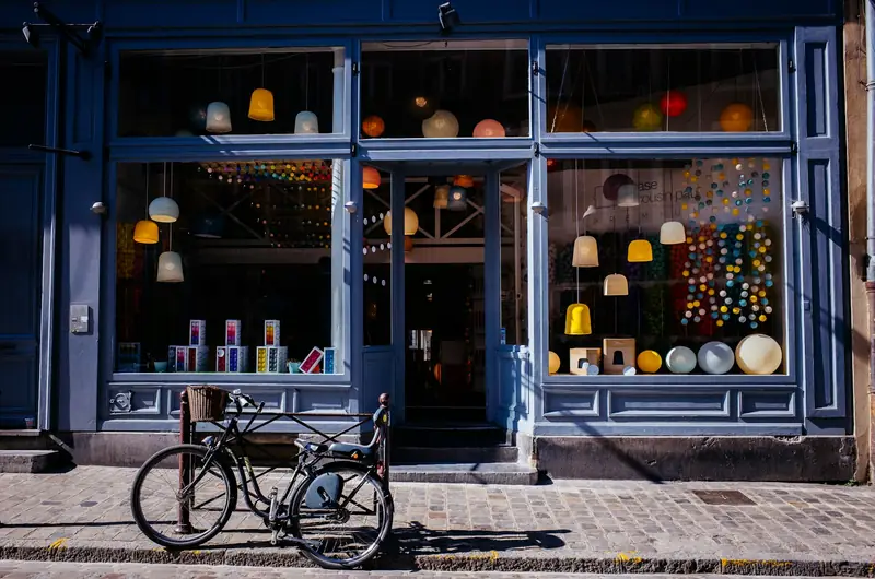 A shop front at dusk