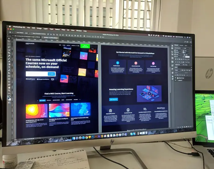 A website design on a large monitor